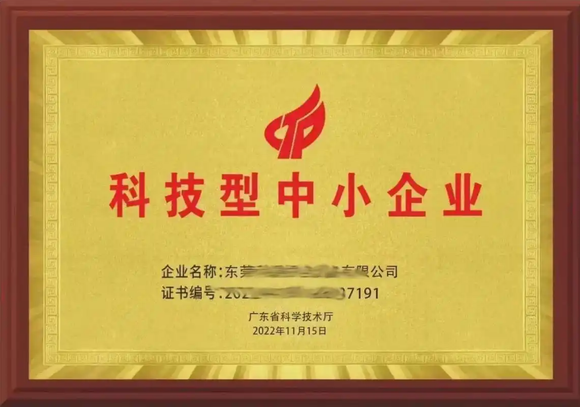 科技型中小企业证书
